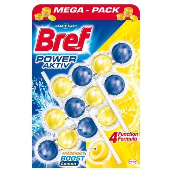 Obrázek Bref WC blok Power Aktiv s vůní citronu 3x50 g,150 g