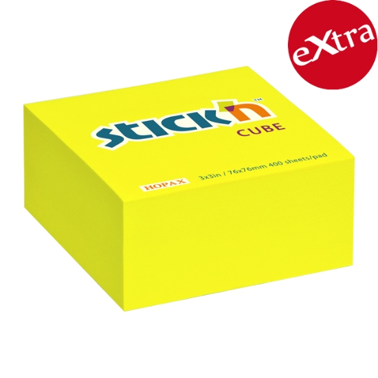 Obrázek Bloček samolepicí STICK 'N 76 x 76 mm, 400 l - neonově žlutá