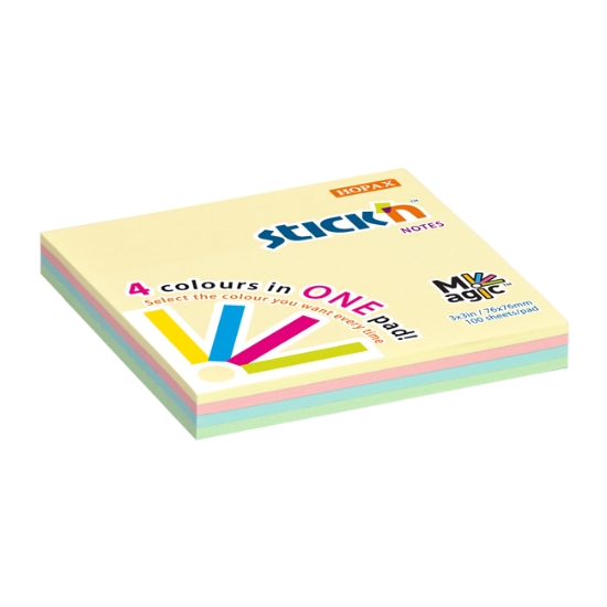 Obrázek Bločky samolepicí STICK´N Magic 76 x 76 mm, 100 l - mix pastelových barev