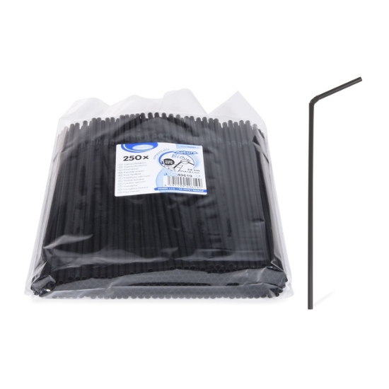 Obrázek Slámka flexibilní černá (PLA) -BIO- 24 cm, Ø 5 mm [250 ks]