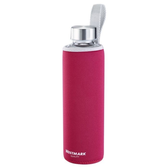 Obrázek Lahev na pití skleněná s obalem VIVA 550 ml - červená