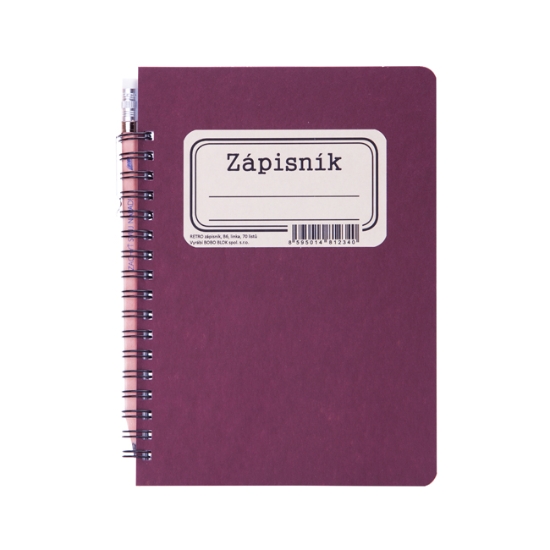 Obrázek Zápisník s boční spirálou RETRO s tužkou B6 70 listů - linka