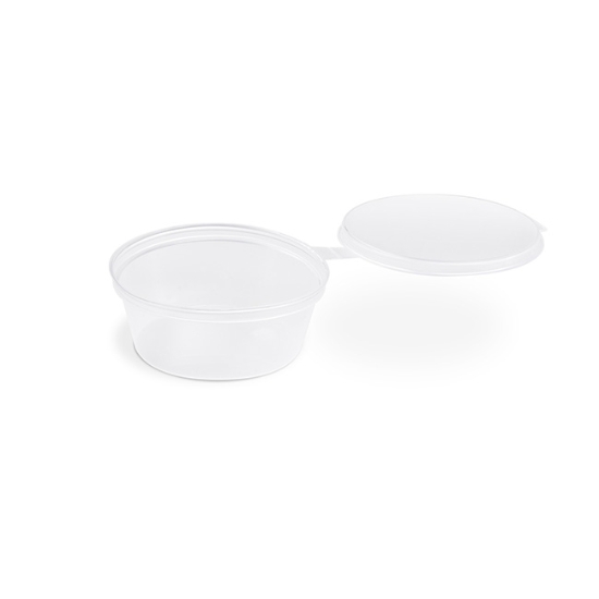 Obrázek Dresinková miska (PP) s víčkem průhledná Ø70mm 60ml [100 ks]