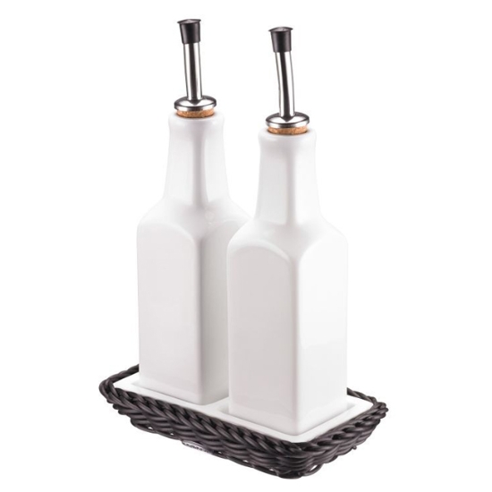 Obrázek Souprava porcelánová stolní na olej + ocet 16,3 x 9,5 x 2,5 cm - černá