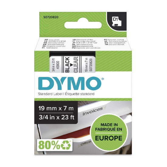 Obrázek Dymo páska D1 19mm x 7m - průhledná   45800