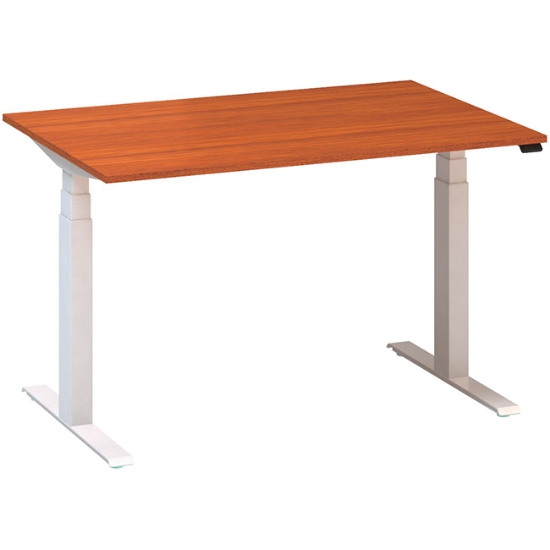 Obrázek ALFA UP stůl výškově stavitelný 120 cm - třešeň / bílé podnoží
