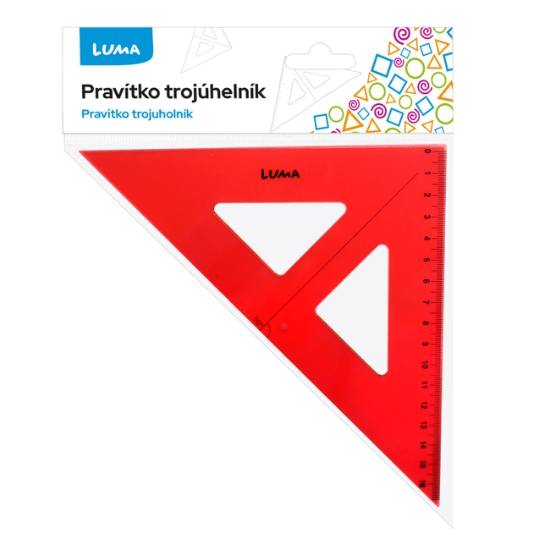 Obrázek Pravítko trojúhelník s ryskou, červené LUMA