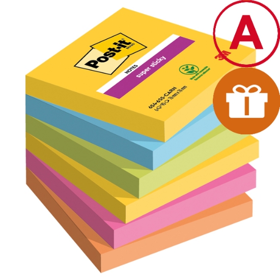 Obrázek Bloček samolepicí Post-it Super Sticky 76 x 76 mm - barvy CARNIVAL / 6 x 90 l