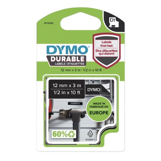 Obrázek Dymo páska D1 vinylová 12 mm x 3 m - černá