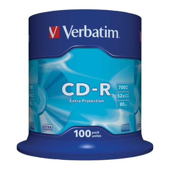 Obrázek CD-R Verbatim DL 700MB 52x Extra Protection cake box / 100ks