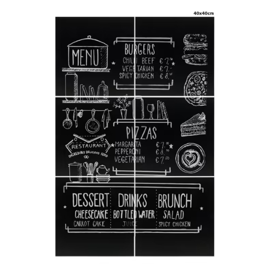 Obrázek 6 čtvercových popisovacích tabulí 40x40 cm bez rámečku, Black