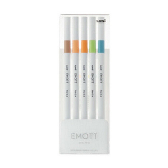 Obrázek Sada jehličkových popisovačů UNI EMOTT / 5 ks(Beige, Light orange , Bright , Light)