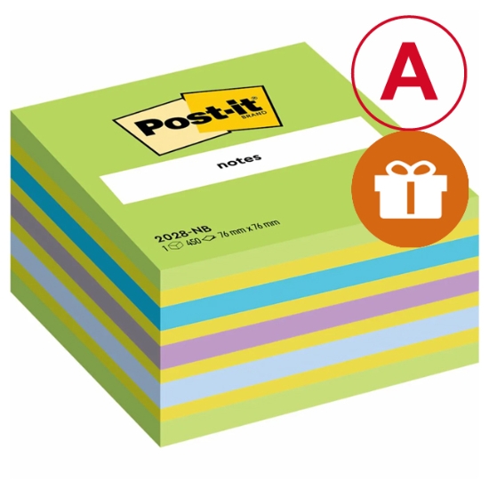 Obrázek Bloček samolepicí Post-it 76x76 mm  450 l - barvy lollipop (2028NB)