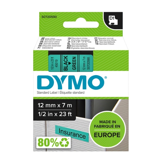 Obrázek Dymo páska D1 12mm x 7m - zelená    45019