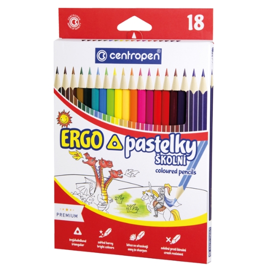 Obrázek Pastelky Ergo trojhranné 18 barev 