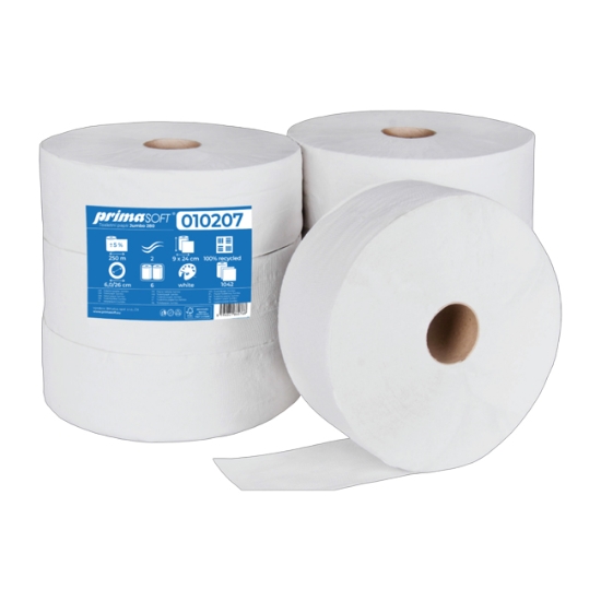 Obrázek Papír toaletní JUMBO průměr 280 mm, 2 vrstvy, recykl / 6 ks (010207)
