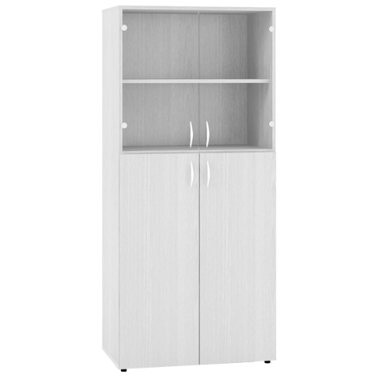 Obrázek ALFA 500 skříň 3M / 2M policová čtyřdveřová LTD/sklo - bílá