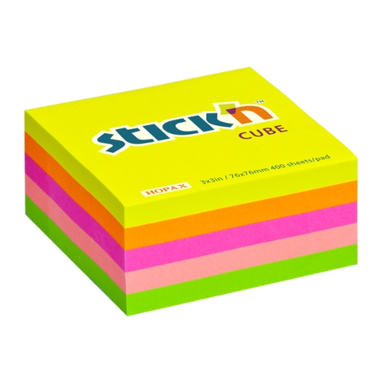 Obrázek Bloček samolepicí STICK 'N 76 x 76 mm, 400 l - neonové barvy