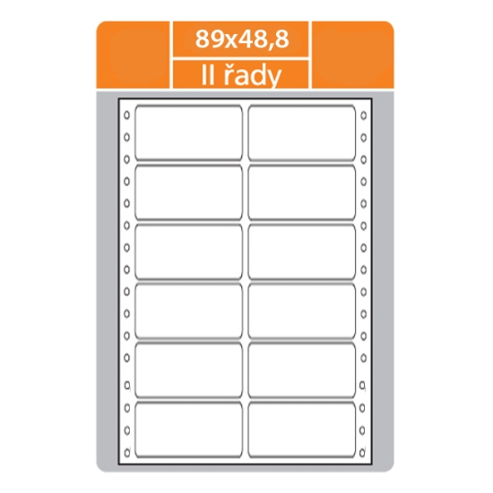 Obrázek Etiketa L 89 x 48,8 mm 2 řady - bílá / 6000 etiket