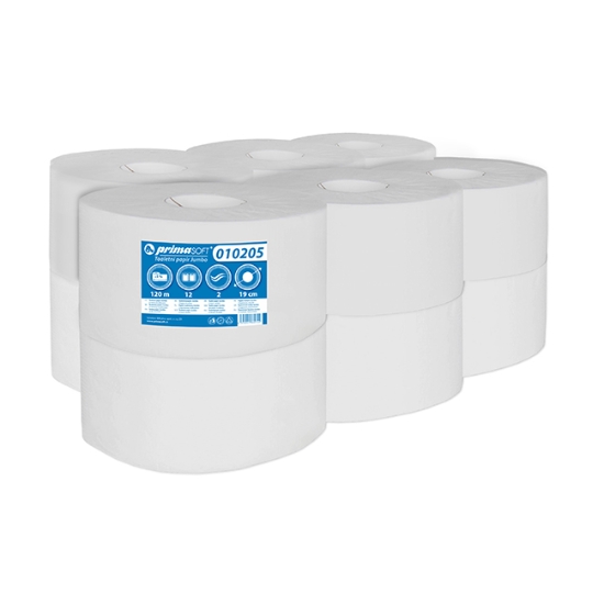Obrázek Papír toaletní JUMBO průměr 190 mm, 2 vrstvy, recykl / 12 ks (010205)
