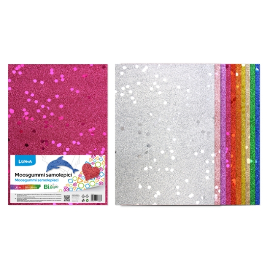Obrázek MOOSGUMMI A4  mix GLITR s flitry samolepící LUMA/10ks