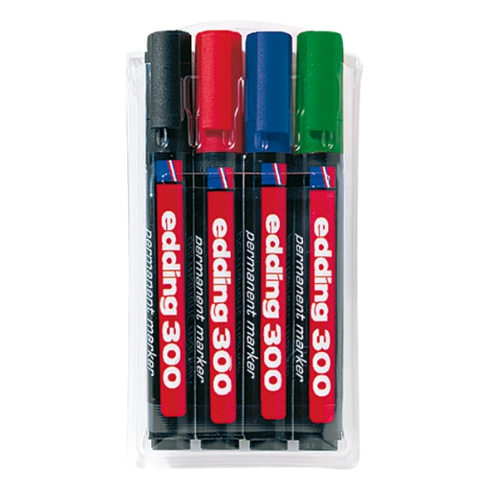 Obrázek Popisovač univerzální permanentní Edding 300 permanent marker / sada 4ks
