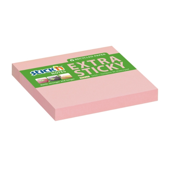 Obrázek Bloček samolepicí Extra Sticky 76x76mm, 90 lístků - pastel. růžový