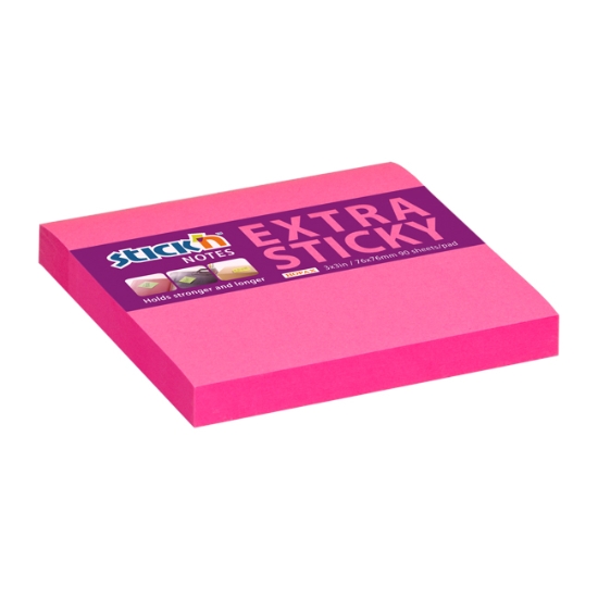 Obrázek Bločky samolepicí STICK'N Extra Sticky 76x76 mm, 90 l - neonově růžová