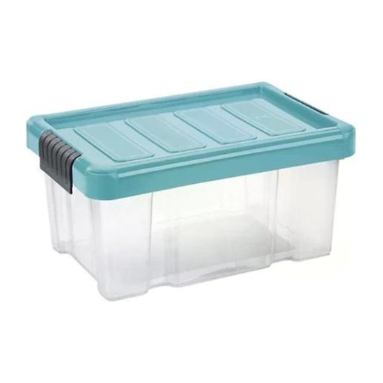 Obrázek Úložný box s klipem PUZZLE 14 l - transparent/modrá