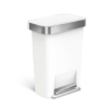 Obrázek Pedálový odpadkový koš Simplehuman – 45 l, obdélníkový, bílý plast / nerez