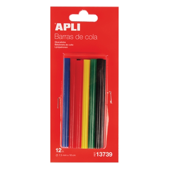 Obrázek Tavné tyčinky pr. 7,5 mm APLI barevné / 12 ks