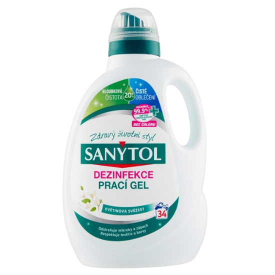 Obrázek Gel prací dezinfekční Sanytol, květinová svěžest, 34 pd, 1700 ml