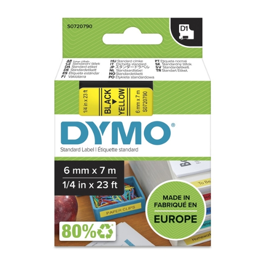 Obrázek Dymo páska D1 6mm x 7m - žlutá 43618