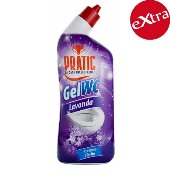 Obrázek Čistič WC gel, extra účinný, Pratic, levandule, 750 ml