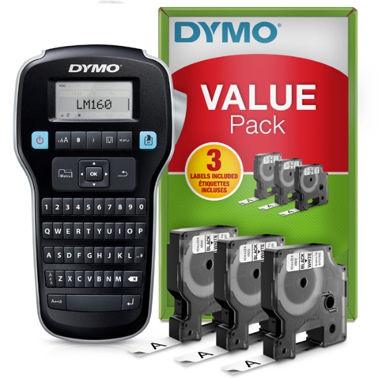 Obrázek Štítkovač DYMO LM 160 + 3x páska 12 mm černá na bílé