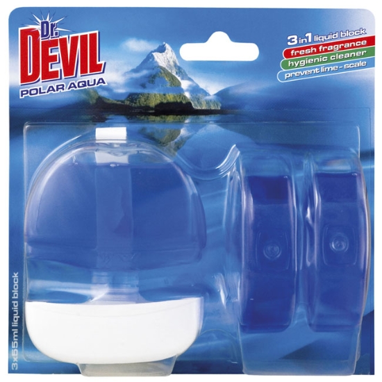 Obrázek WC blok tekutý 3v1 Dr. Devil, 3x55ml - Polar Aqua