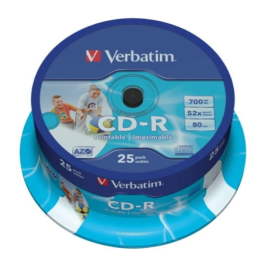 Obrázek VERBATIM DataLife PLUS, 700 MB, CD-R, Wide Printable, cake box, 43439, 52x / 25 ks