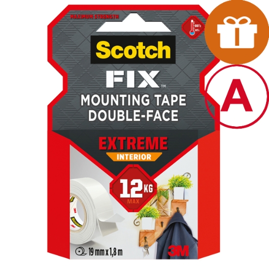 Obrázek Páska supersilná oboustranná montážní Scotch do interiéru 19 mm x 1,8 m