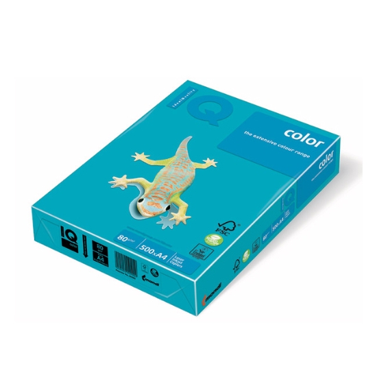 Obrázek Papír barevný IQ COLOR A5 80 g - sytě modrá / pořez z A4