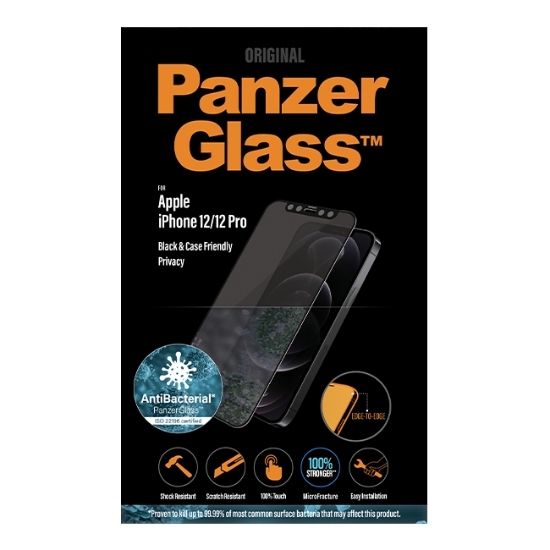Obrázek PanzerGlass Edge-to-Edge Privacy Antibacterial pro Apple iPhone 12/12 Pro černé