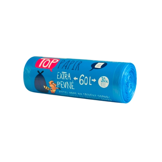 Obrázek Pytel HDPE na tříděný odpad, papír 60L, modrý TOP/30ks
