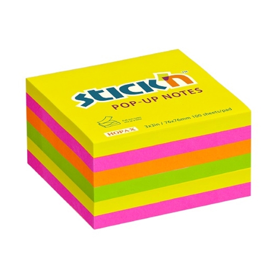 Obrázek Bloček samolepicí STICK 'N 76 x 76 mm - 600l neonové barvy 