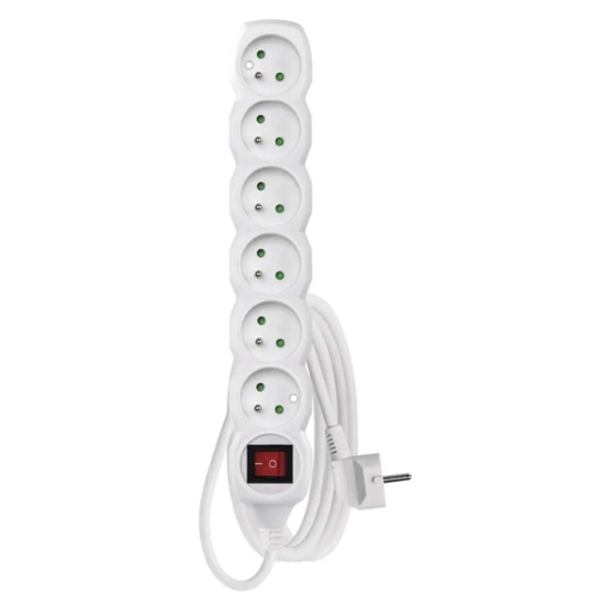 Obrázek Kabel prodlužovací, 6 zásuvek s vypínačem, délka 3 m