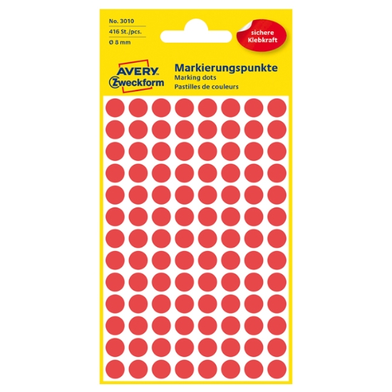 Obrázek Etikety Avery-Zweckform - Označovací kolečka ø 8 mm - červená / 416ks
