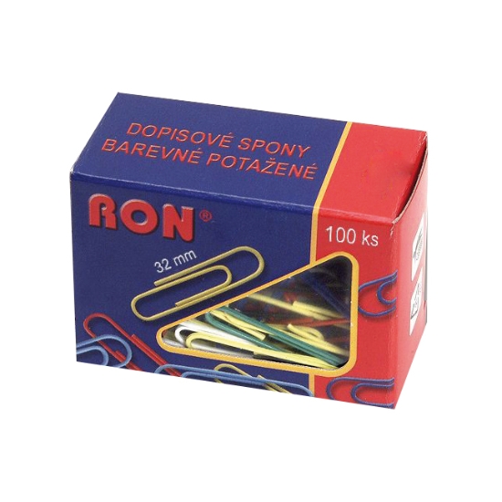 Obrázek Spony dopisní RON - 32 mm 453 B - mix barev / 100 ks