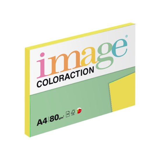 Obrázek Papír barevný IMAGE COLORACTION A4/80g - reflexní žlutá / 100 listů