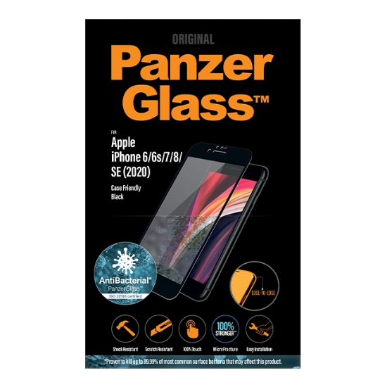 Obrázek PanzerGlass Edge-to-Edge Antibacterial pro Apple iPhone 6/6s/7/8/SE 2020 černé