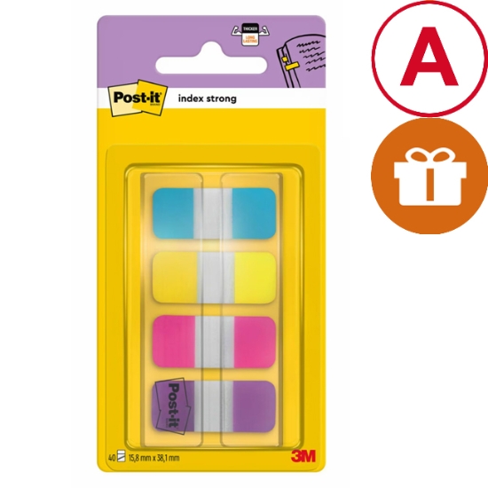 Obrázek Záložky Post-it 15,8 x 38,1 mm/ modrá/žlutá/růžová/fialová / 4 ks