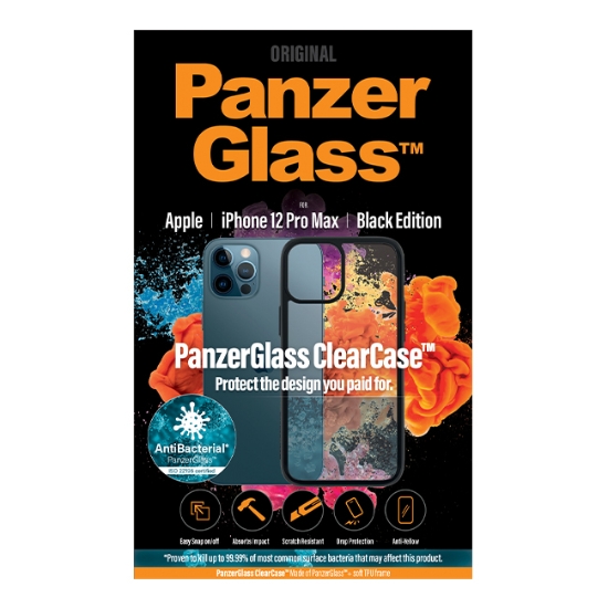 Obrázek PanzerGlass ClearCase Antibacterial pro Apple iPhone 12 Pro Max Black edition