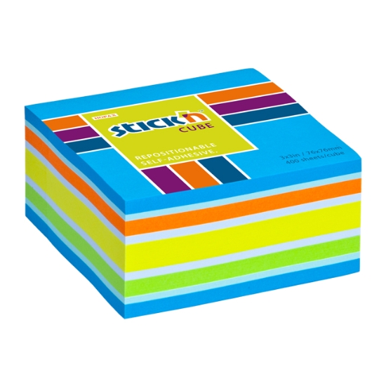 Obrázek Bloček samolepicí STICK´N 76 x 76 mm, 400 l - modrý mix